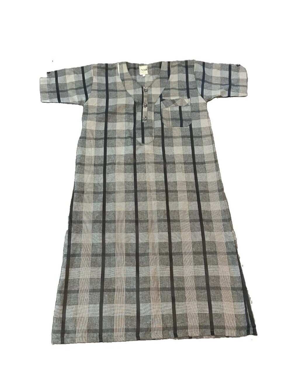 Alnokhba Gray Plaid Midi Dress 38 Modest Middle Eastern Scandinavian Tunic